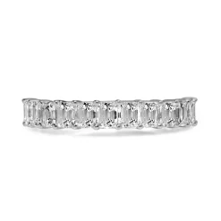 18ct White Gold Emerald Cut Diamond Band