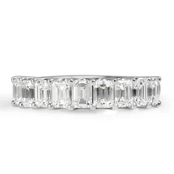 18ct White Gold Emerald Cut Diamond Band Ring