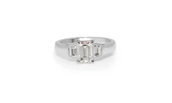 18ct White Gold Emerald Cut 3 Stone Diamond Ring