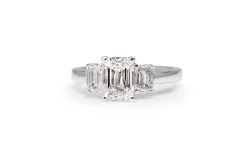 18ct White Gold Emerald Cut 3 Stone Diamond Ring