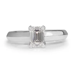 18ct White Gold Emerald Cut Diamond Solitaire Ring