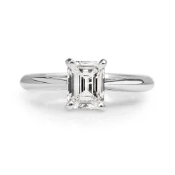 18ct White Gold Emerald Cut Solitaire Diamond Ring