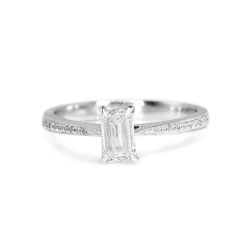 18ct White Gold Emerald Cut Diamond Solitaire Ring