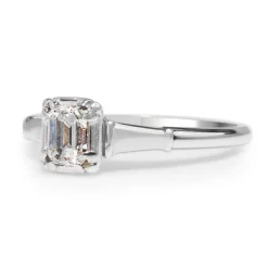 18ct White Gold Emerald Cut Diamond Solitaire Ring
