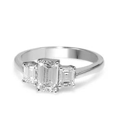 18ct White Gold Emerald Cut 3 Stone Diamond Ring