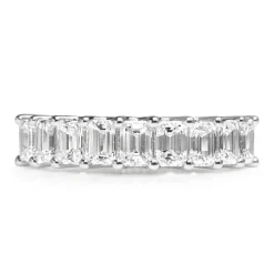 18ct White Gold Emerald Cut Diamond Band