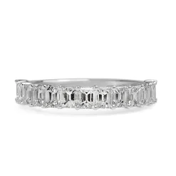 18ct White Gold Emerald Cut Diamond Band