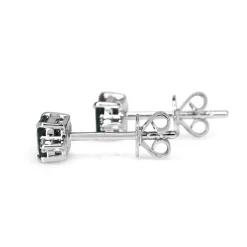 18ct White Gold Emerald Cut Sapphire and Diamond Stud Earrings