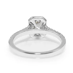 18ct White Gold Emerald Cut Halo Ring