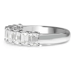 18ct White Gold Emerald Cut Diamond Band