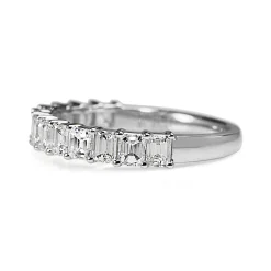 18ct White Gold Emerald Cut Diamond Band