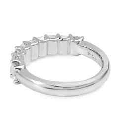 18ct White Gold Emerald Cut Diamond Band Ring
