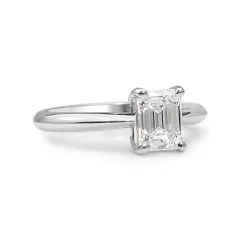 18ct White Gold Emerald Cut Solitaire Diamond Ring