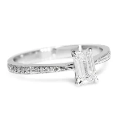 18ct White Gold Emerald Cut Diamond Solitaire Ring