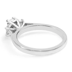 18ct White Gold Emerald Cut and Trapezoid Diamond 3 Stone Ring
