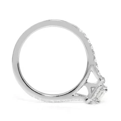 18ct White Gold Emerald Cut Halo Ring