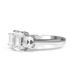 18ct White Gold Emerald Cut 3 Stone Diamond Ring