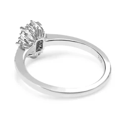 18ct White Gold Emerald Cut Diamond Halo Ring