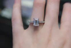 18ct White Gold Emerald Cut Diamond Solitaire Ring
