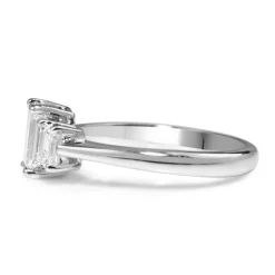 18ct White Gold Emerald Cut 3 Stone Diamond Ring