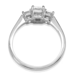 18ct White Gold Emerald Cut 3 Stone Diamond Ring