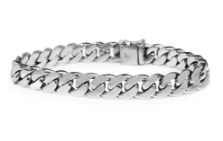 9ct White Gold Estate Flat Curb Link Bracelet
