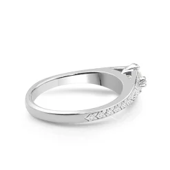 18ct White Gold Etched Diamond Solitaire Ring