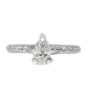 18ct White Gold Etched Pear Diamond Solitaire Ring