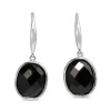 9ct White Gold Faceted Black Spinel Drop Earrings