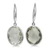 9ct White Gold Faceted Green Amethyst Earrings