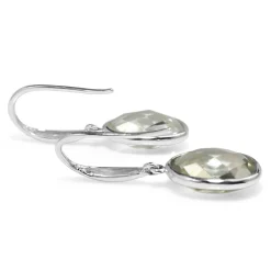 9ct White Gold Faceted Green Amethyst Earrings