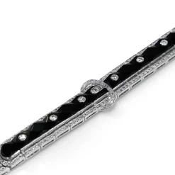 18ct White Gold Faceted Onyx and Diamond Buckle Bracelet