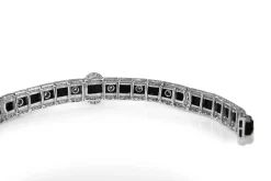 18ct White Gold Faceted Onyx and Diamond Buckle Bracelet