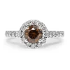 18ct White Gold Fancy Brown Diamond Halo Ring