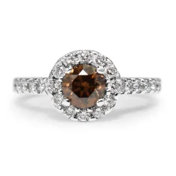 18ct White Gold Fancy Brown Diamond Halo Ring