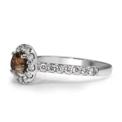18ct White Gold Fancy Brown Diamond Halo Ring
