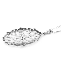 10ct White Gold Filigree Art Deco Diamond Necklace