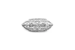 10ct White Gold Filigree Diamond Brooch