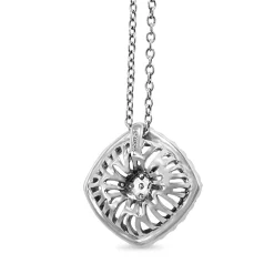 14ct White Gold Filigree Diamond Necklace