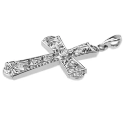 14ct White Gold Filigree Diamond Cross Pendant