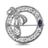 10ct White Gold Filigree Sapphire Wreath Brooch