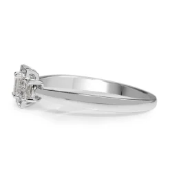 18ct White Gold Fine Baguette Halo Diamond Ring