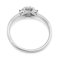 18ct White Gold Fine Baguette Halo Diamond Ring
