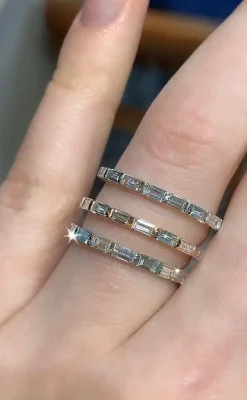 18ct White Gold Fine Baguette Diamond Band