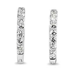 9ct White Gold Fine .25ct Diamond Hoop Earrings