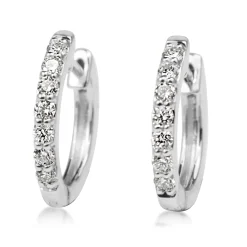 9ct White Gold Fine .25ct Diamond Hoop Earrings