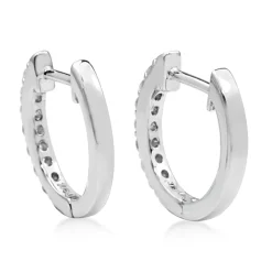 9ct White Gold Fine .25ct Diamond Hoop Earrings