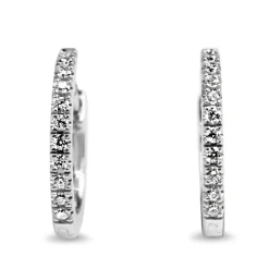 9ct White Gold Fine Diamond Hoop Earrings