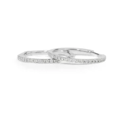 9ct White Gold Fine Diamond Hoop Earrings