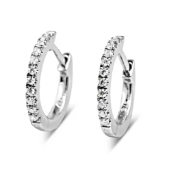 9ct White Gold Fine Diamond Hoop Earrings